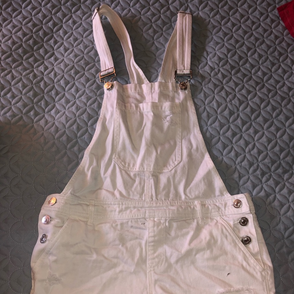 White shirt overalls